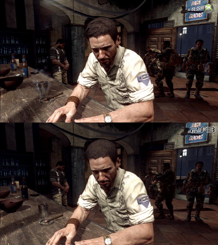 [09/11/2010] Grafikvergleich zwischen PS3- (unten) und Xbox-360-Version (oben) von Call of Duty: Black Ops. Klickt auf 
