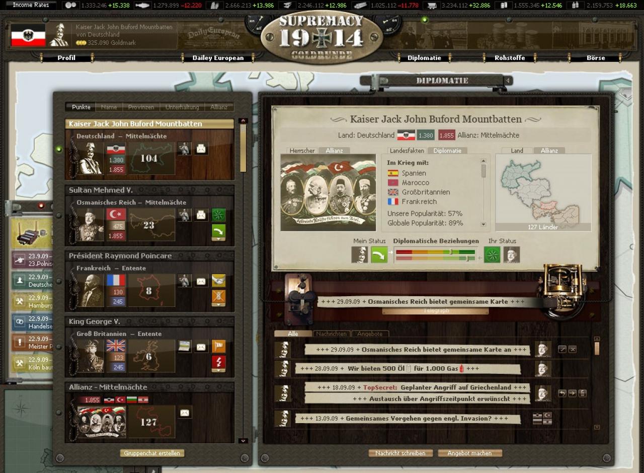 [02/11/2010] Diplomatie nimmt in Supremacy 1914 einen hohen Stellenwert ein. 