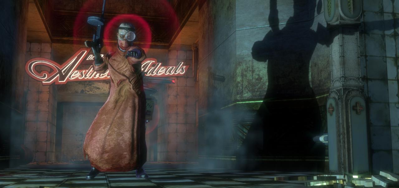 [15/12/2010] Dr. Steinman - Bioshock - Der völlig durchgeknallte Arzt schraubt an einer wehrlosen Patientin herum. Das lasst ihr natürlich nicht zu und erledigt den kleinen miesen Pfuscher.