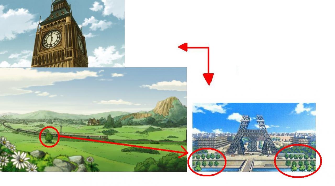 [21/01/2011] KLAU NUMMER 3: Die Professor-Layton-Serie (Bilder links) spielt zeitweise in London. Doctor Lautrec ermittelt dagegen in Paris. Beide Städte befinden sich in Europa. Auch bei den Bäumen hat sich der Doc frech bedient!