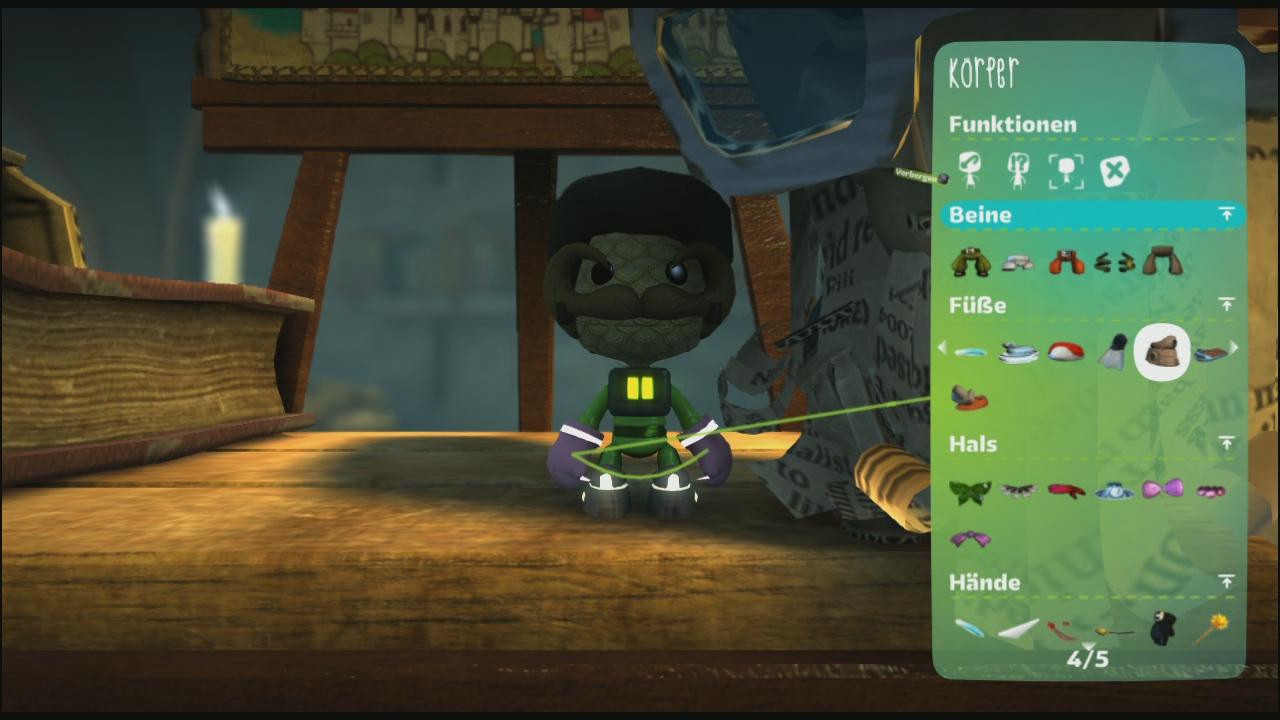 [03/01/2011] Individuell: Im Charaktereditor passt ihr das Aussehen des Sackboys euren Wünschen und Vorstellungen an.