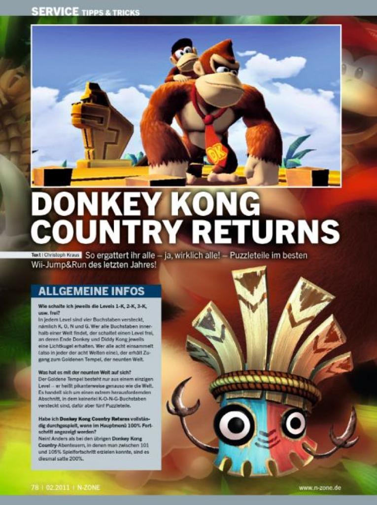 [12/01/2011] Auf zwölf Seiten verraten wir die Fundorte aller Puzzleteile in Donkey Kong Country Returns.