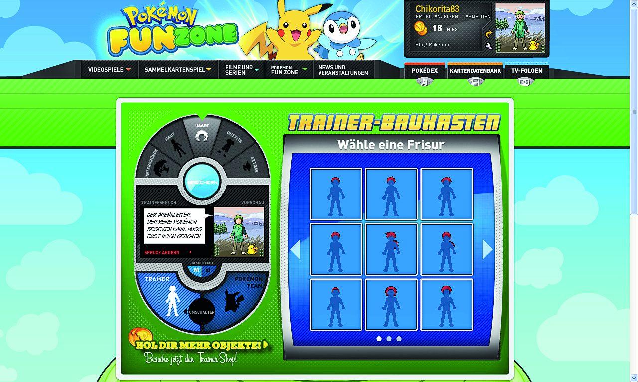 [07/02/2011] WAHNSINNS-WEBSEITE: Nintendo hat die Pokémon-Webseite gehörig aufgewertet. Dort gibt es jetzt beispielsweise ein Minispiel, in dem man seinen eigenen Trainer erstellt und gegen Rivalen antritt.