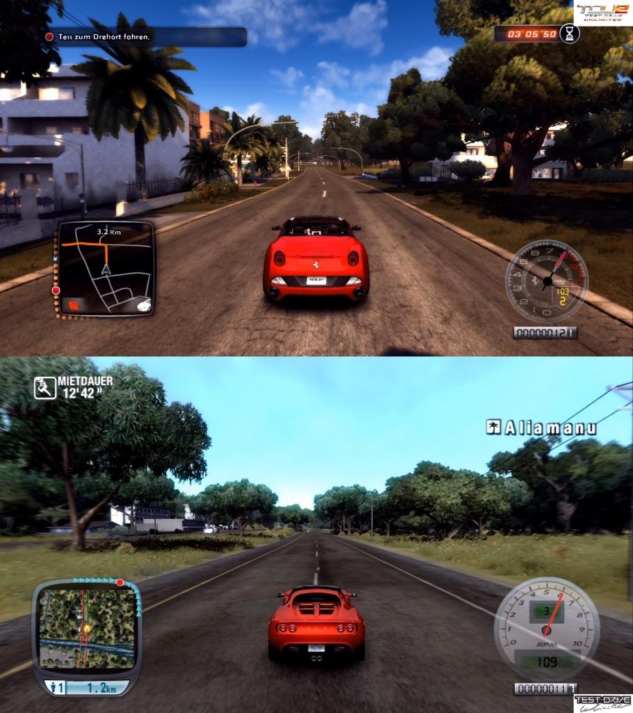 [10/02/2011] Test Drive Unlimited 2 vs. Test Drive Unlimited - Die Umgebung wirkte im ersten Teil noch lieblos, doch die neue Stadt Hawaii bietet deutlich mehr fürs Auge.