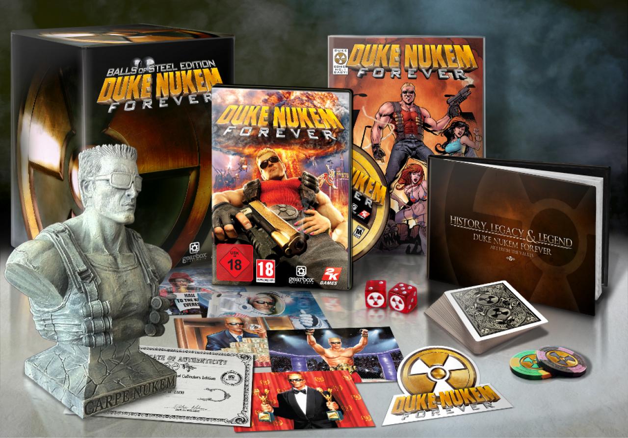 [11/02/2011] Duke Nukem Forever - An sich kann sich der Inhalt der Balls of Steel Edition sehen lassen. Die Verarbeitung der beiligenden Inhalte lässt allerdings zu wünschen übrig. Bei den Spielwürfeln etwa kam es bei einer geringen Auflage zu Produktionsfehlern. Auch die Büste hätte gern größer und hochwertiger sein können.