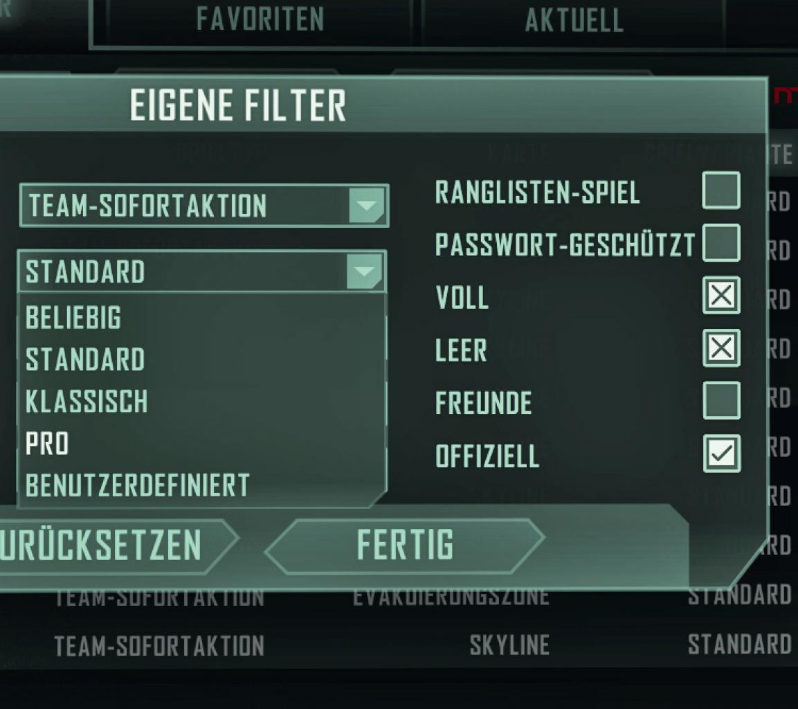 [30/03/2011] Benutzt die die Filtereinstellungen, um eure Wunschpartie zu finden. Die Option 