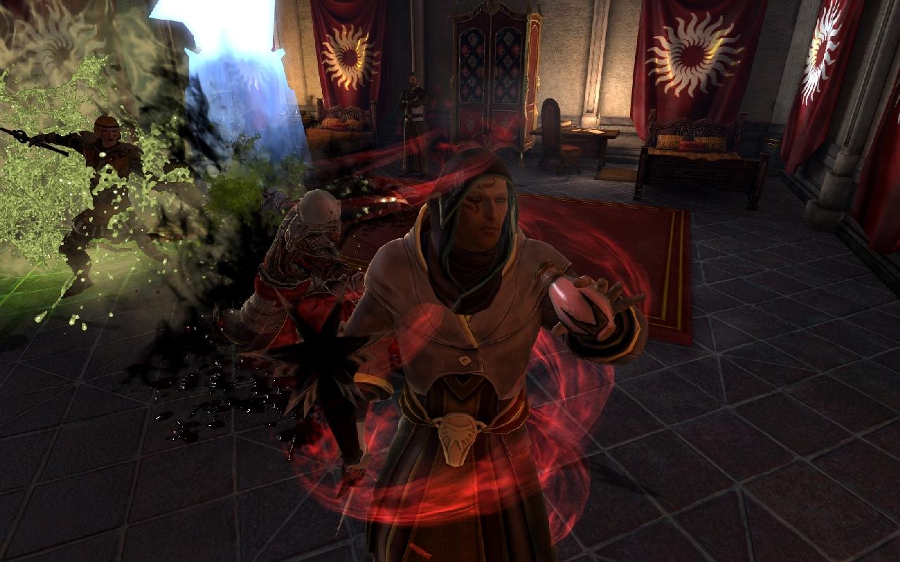 [07/03/2011] Dragon Age 2: Wenn es brenzlig wird, gilt es, sich schnell einen Trank zu genehmigen, was dank Pause im Detail zu sehen ist.