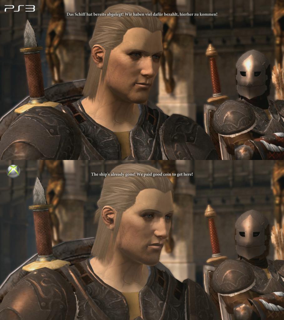 [09/03/2011] Grafikvergleich zwischen der PS3- (oben) und Xbox-360-Version (unten) von Dragon Age 2. Klickt auf 