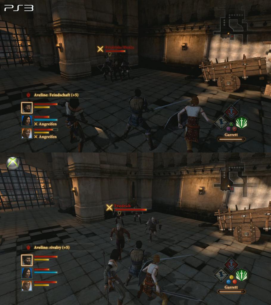 [09/03/2011] Grafikvergleich zwischen der PS3- (oben) und Xbox-360-Version (unten) von Dragon Age 2. Klickt auf 
