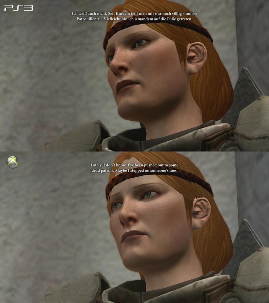 [09/03/2011] Grafikvergleich zwischen der PS3- (oben) und Xbox-360-Version (unten) von Dragon Age 2. Klickt auf 
