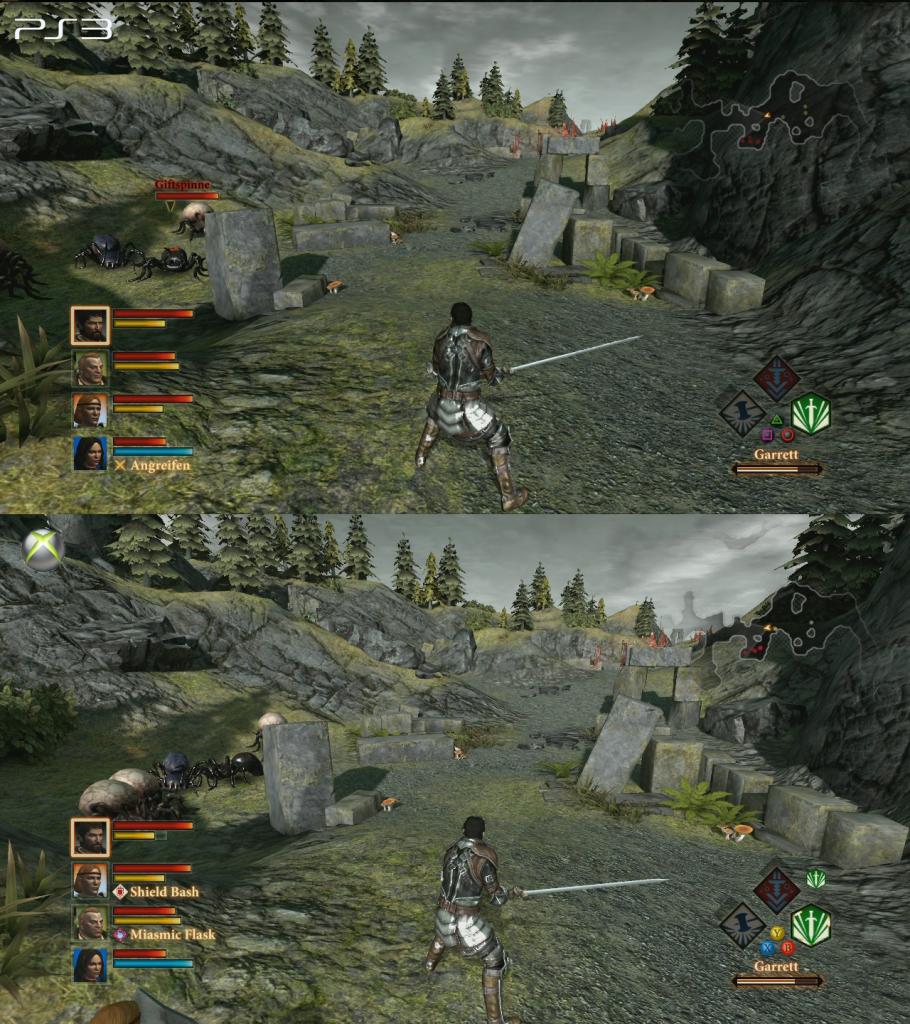 [09/03/2011] Grafikvergleich zwischen der PS3- (oben) und Xbox-360-Version (unten) von Dragon Age 2. Klickt auf 