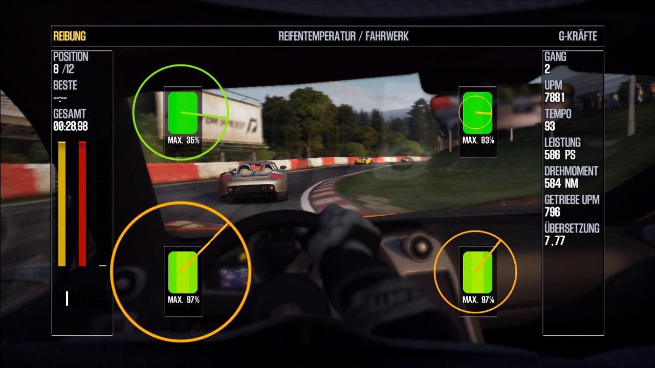 [28/03/2011] Reifentempartur und Fahrwerk: Autofans können sich in Need for Speed: Shift 2 Unleashed wieder in Theorie üben.