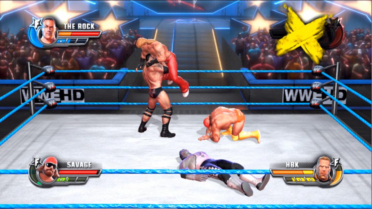 [30/03/2011] Ready to rumble? In einem Elimination-Match stellt sich The Rock den Altstars Randy Savage, Bret Hart und Shawn Michaels.