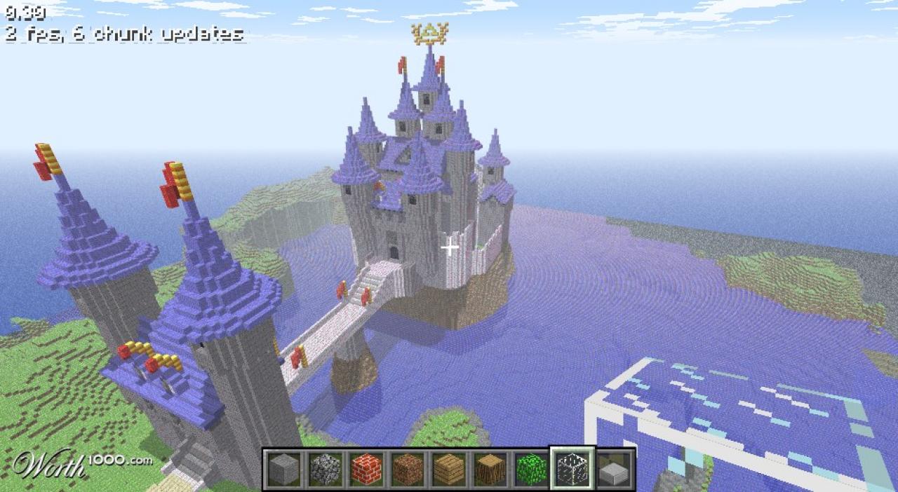 [13/05/2011] Schloss Hyrule aus The Legend of Zelda - Eines der bekanntesten Schlösser der Vidoespiele-Geschichte dient wohl als Sommer-Residenz in Minecraft. Der Nachbau zeigt Prinzessin Zeldas Palast samt Triforce auf dem Dach. Am 17. Juni erscheint endlich Zelda: Ocarina of Time 3D inklusive Schloss Hyrule.