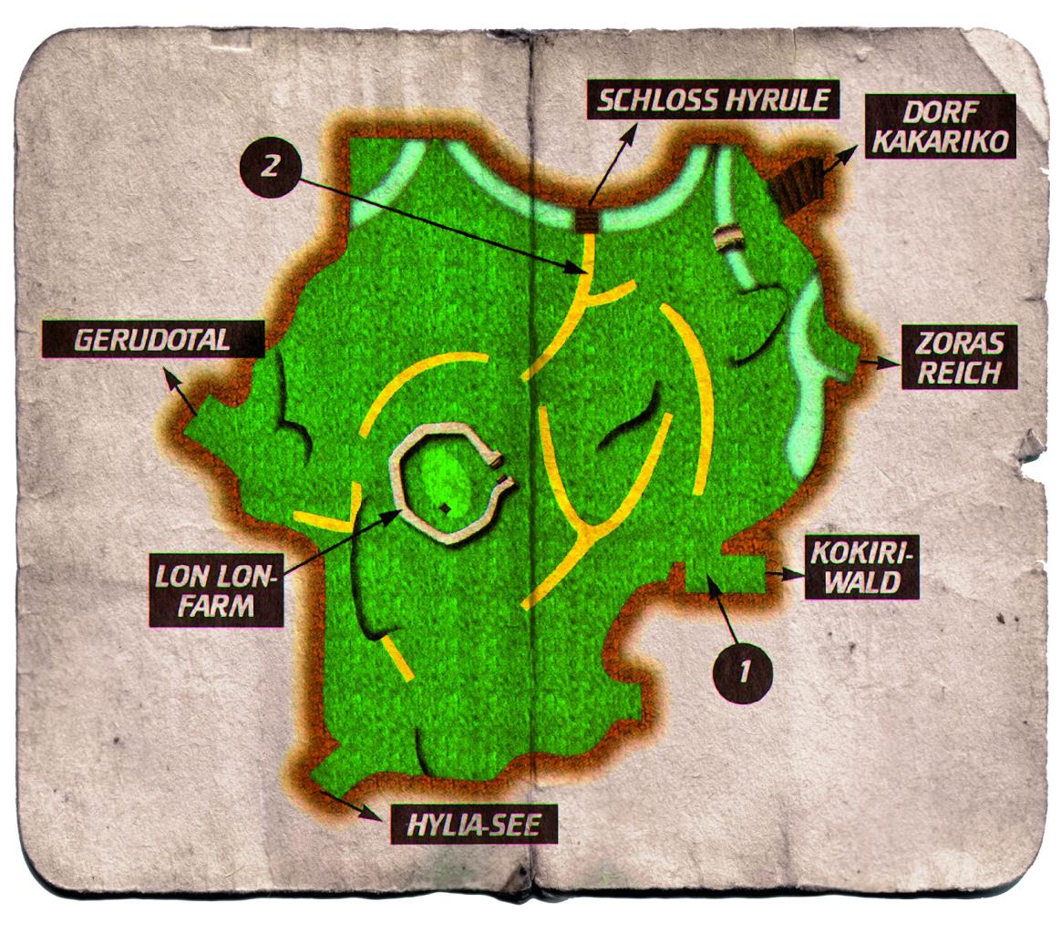 [17/06/2011] The Legend of Zelda: Ocarina of Time 3D - Komplettlösung - Die Ebene von Hyrule - Die Lon-Lon-Farm liegt im Zentrum (Zum Vergrößern auf die Lupe klicken)