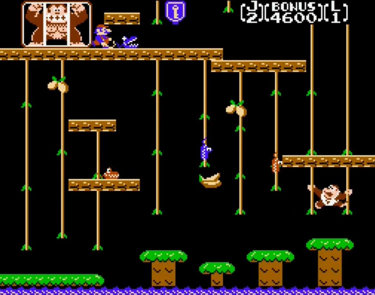 [28/07/2011] Dasselbe gilt für Donkey Kong Jr. (NES). Im Jahre 2011 lockt das Spiel niemanden mehr hinter dem Ofen hervor.