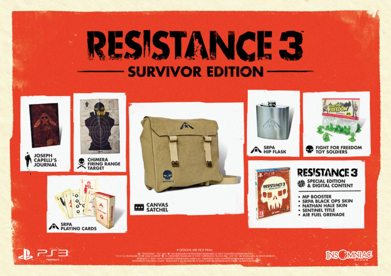 [29/07/2011] Resistance 3 - Survivor Edition - Ein Rucksack, Spielkarten und mehr. Viele Dinge in dieser Sonderauflage sind nicht nur cool, sondern auch nützlich.