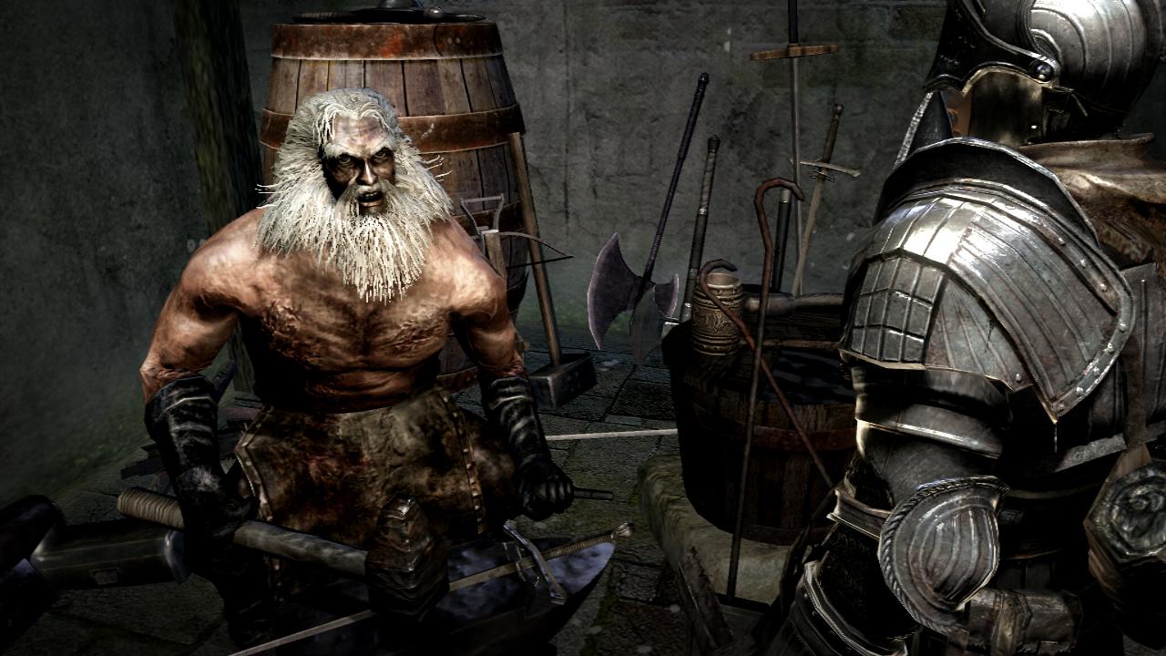 [12/08/2011] Dark Souls Komplettlösung - Einige NPCs helfen euch immens weiter. (im Bild: Der Schmied - Bezirk der Untoten)