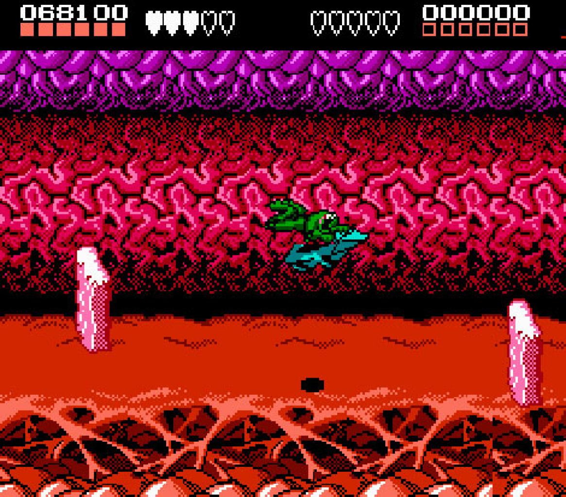 [05/08/2011] Battletoads - Level 3 - Eines der schwierigsten Spiele aller Zeiten ist Battletoads auf dem NES. Besonders in Level 3. Mit Highspeed sollt ihr einen Fluglevel meistern und dabei Hindernissen ausweichen. Flieg, Gamepad, fliiiiiieg!