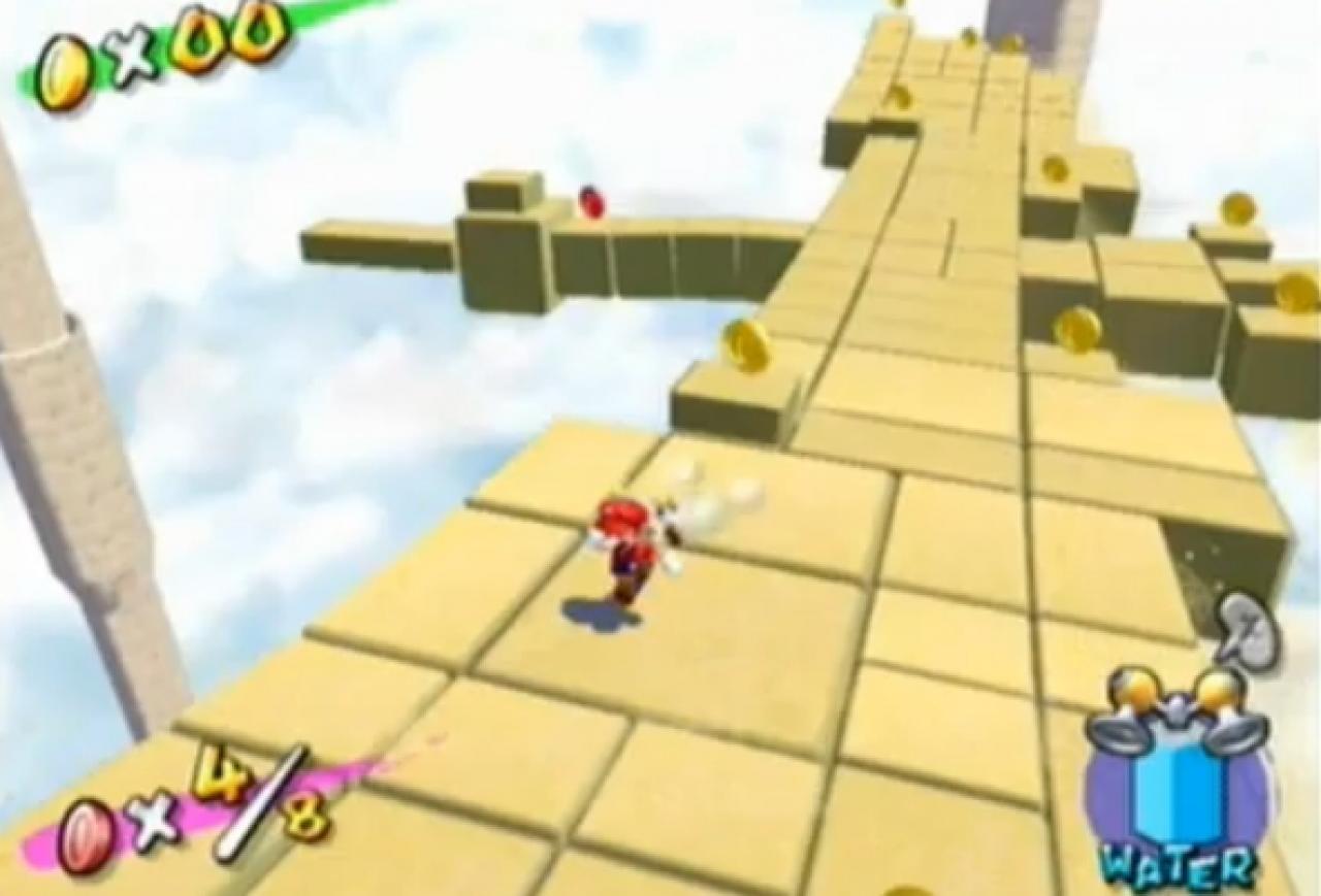 [05/08/2011] Super Mario Sunshine - Sandvogel - Dieser Vogel spinnt total. Wir müssen acht rote Münzen einsammeln, während der Sandvogel mit uns durch die Gegend fliegt. Abstürze sind hier garantiert.