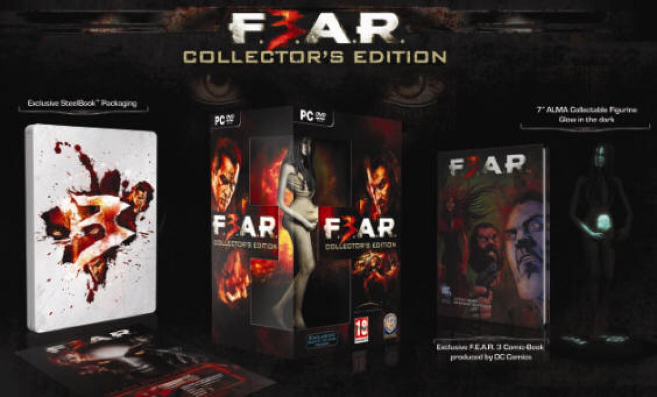 [02/09/2011] Fear 3 - Die Collector's Edition enthält eine schwangere Alma-Figur und einen Comic. Mehr steckt nicht drin. Inzwischen ist der Preis der Limited jedoch auf unter 30 Euro gefallen. Das macht den mageren Inhalt wieder wett.