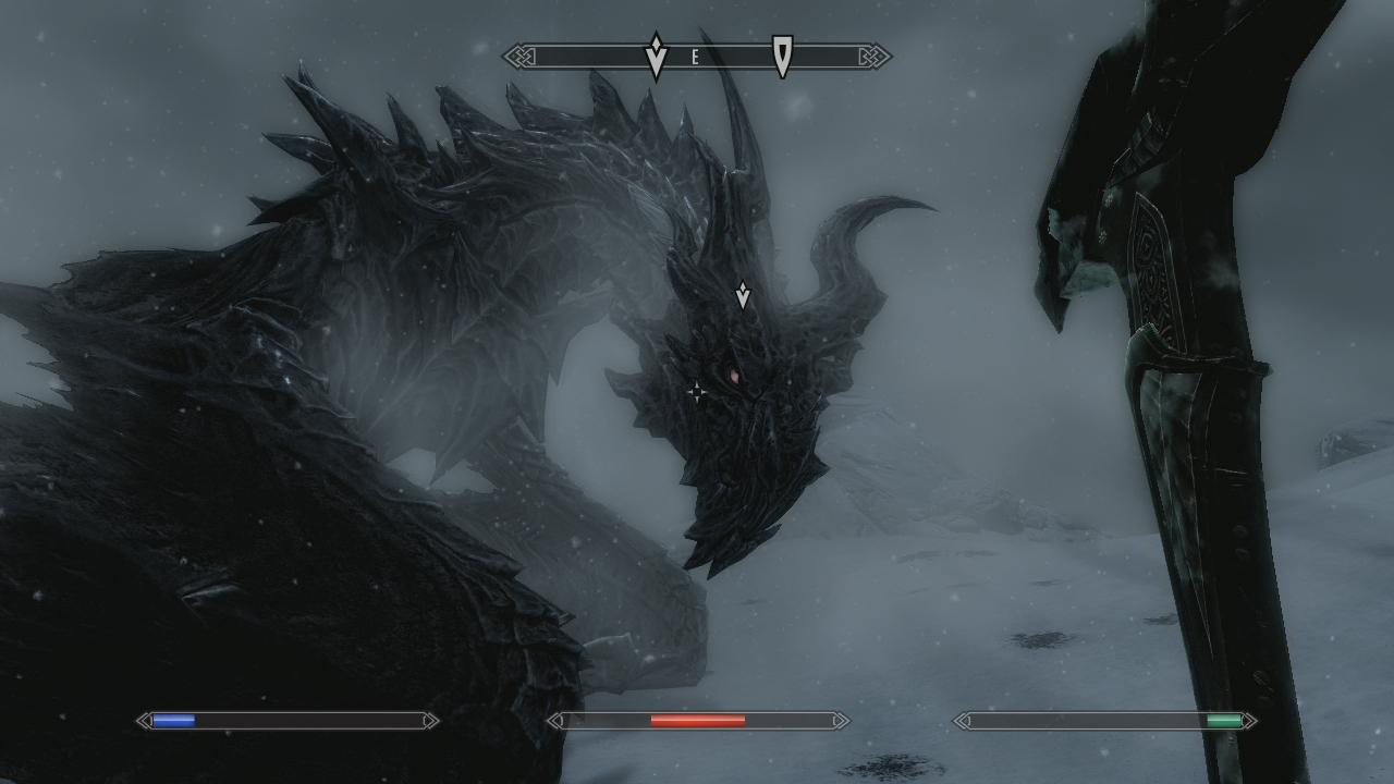 [10/11/2011] Die Rückkehr der Drachen bestimmt die Geschichte in Skyrim, die etwa 200 Jahre nach den Ereignissen von Oblivion beginnt. - Das Bild stammt aus der Xbox 360-Version!