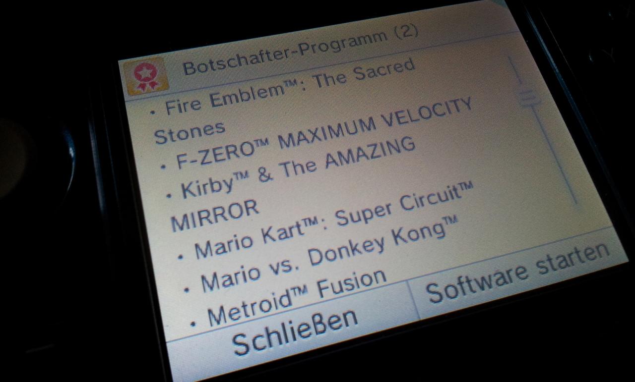 [14/12/2011] Nintendo 3DS - Kostenlose GBA-Spiele für Botschafter