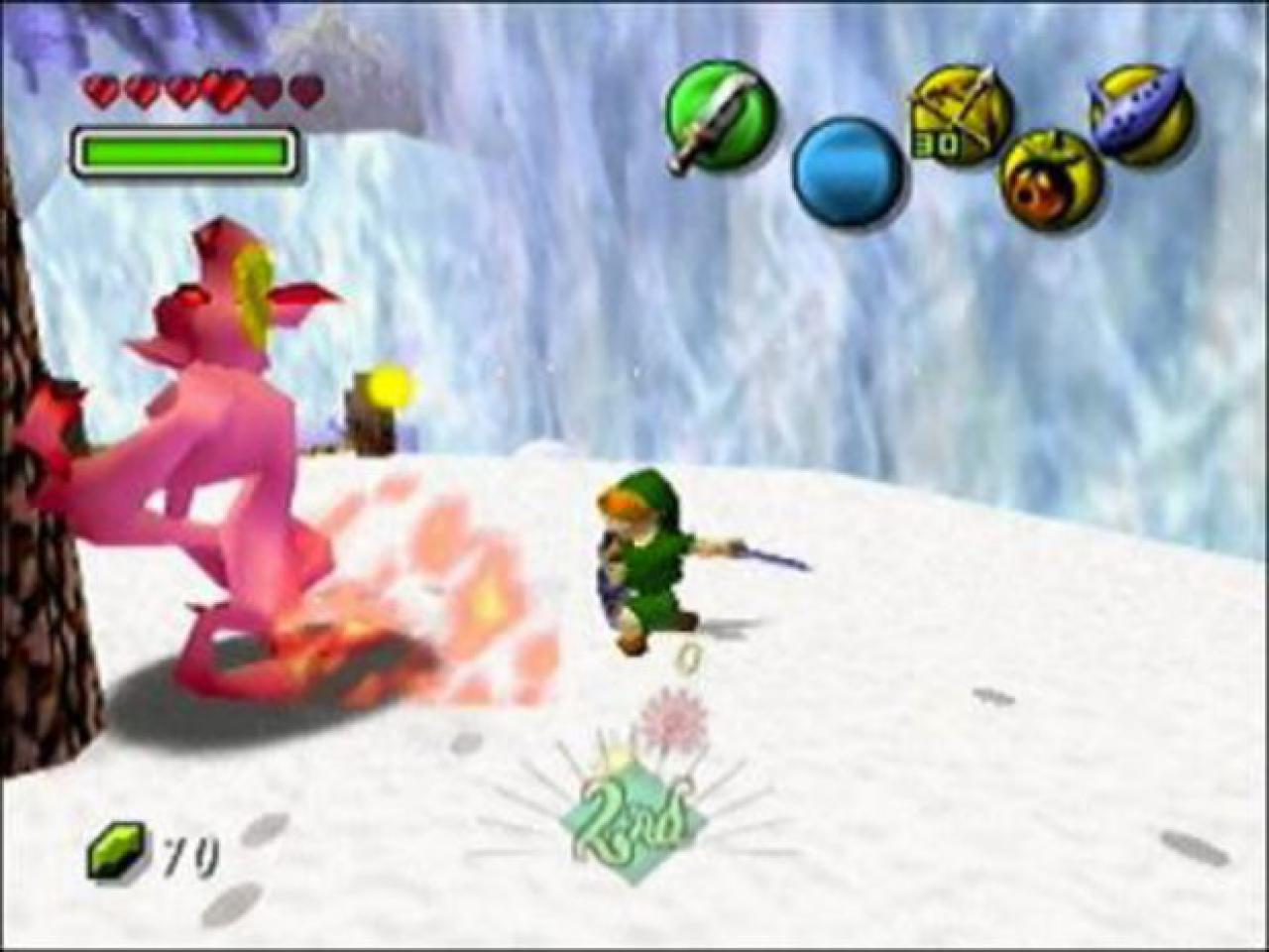 [14/12/2011] The Legend of Zelda: Majora's Mask - In Richtung des Pic Hibernia-Tempels wagt sich Link auf einem vereisten Berg. Bevor das Eis nicht geschmolzen ist, kann die Schmiede im Bergdorf nicht arbeiten.