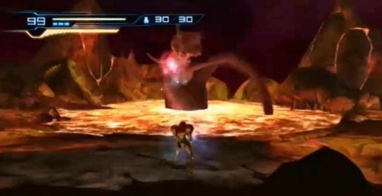 [04/01/2012] Metroid: Other M - Was uns an den Bosskämpfen in Metroid: Other M besonders begeistert, sind Inszenierung und Action. Der Fight gegen den Boss Goyagma bleibt unvergessen. Hier kommt es vor allem auf Können und Reaktionsvermögen an. Ein falscher Tritt und Samus liegt in der Lava-Brühe.