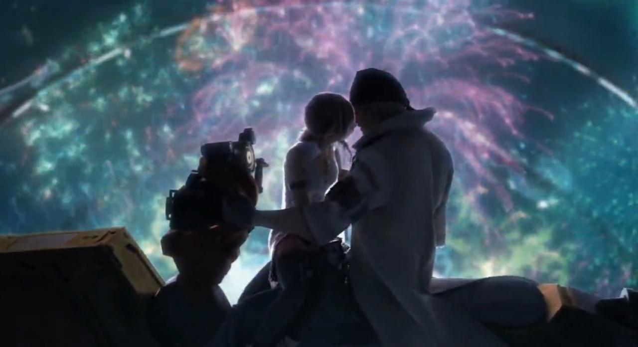 [13/02/2012] Final Fantasy XIII - Bevor Serah in Final Fantasy 13 zum Kristall erstarrt, waren Snow und sie ein Paar. Auf einer Feier in Bodhum fliegen die beiden in den Nachthimmel und genießen das Feuerwerk.