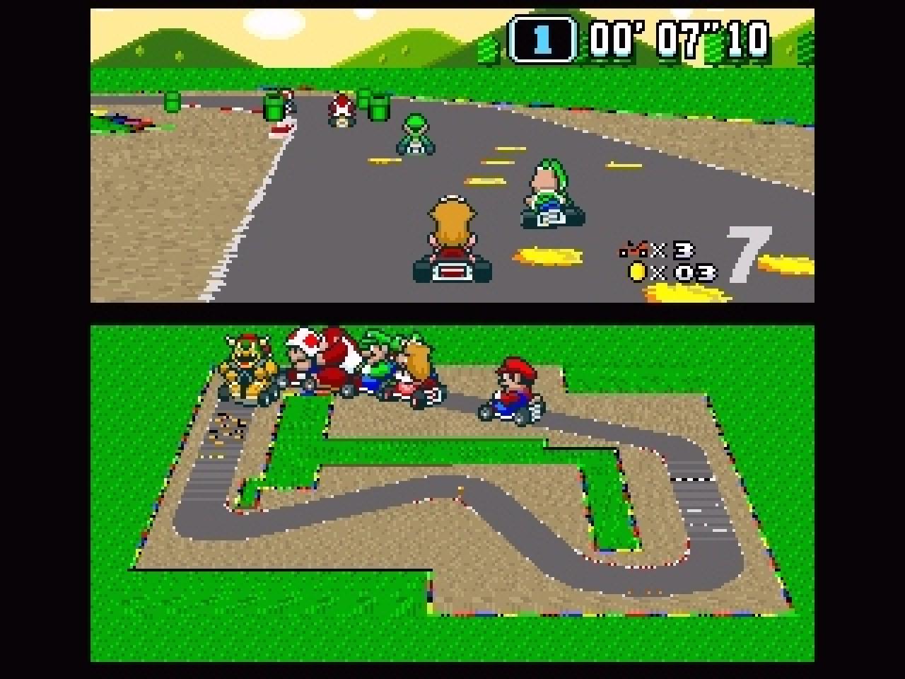 [25/09/2012] Super Mario Kart - Auf dem Super Nintendo spielten wir natürlich Super Mario-Kart. Bis heute eines der besten Multiplayer-Games vor einer Konsole.