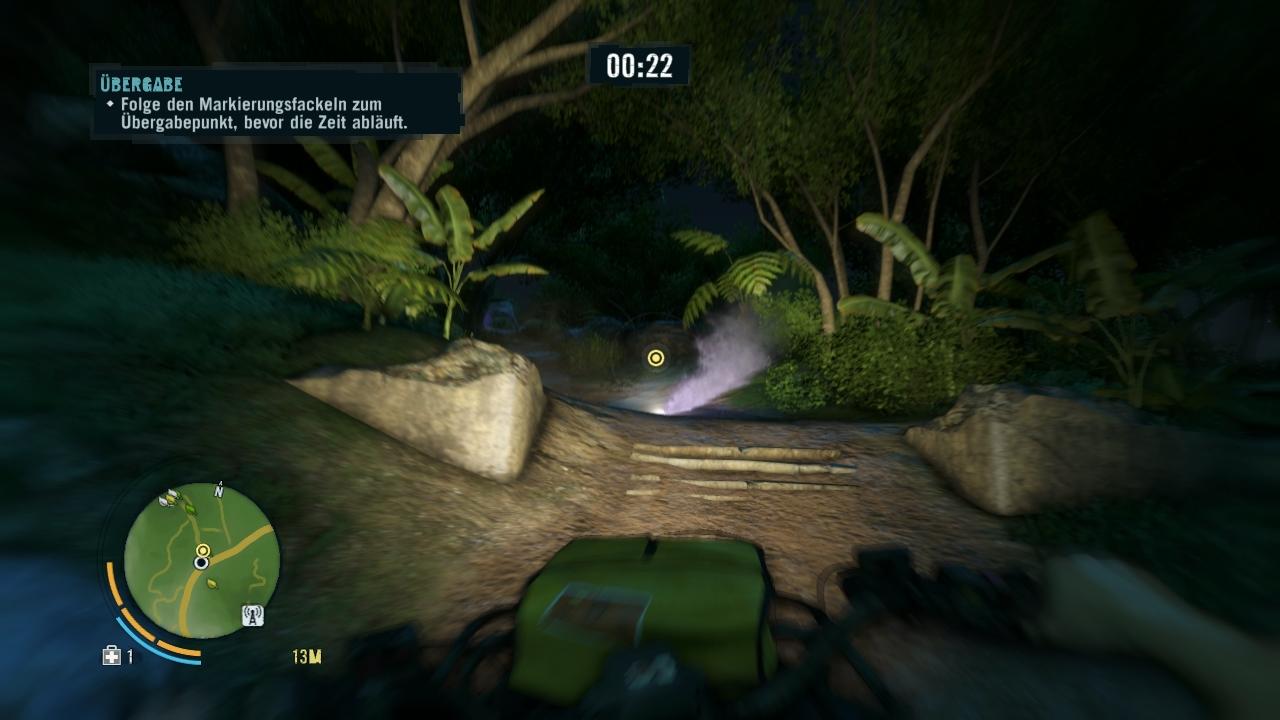 [21/11/2012] Far Cry 3: Ebenfalls eine Nebenbeschäftigung: Per Auto oder Quad brettern wir im Elitetempo durch den Dschungel, um innerhalt eines Zeitlimits eine Lieferung abzugeben. Kurz, simpel, unterhaltsam.