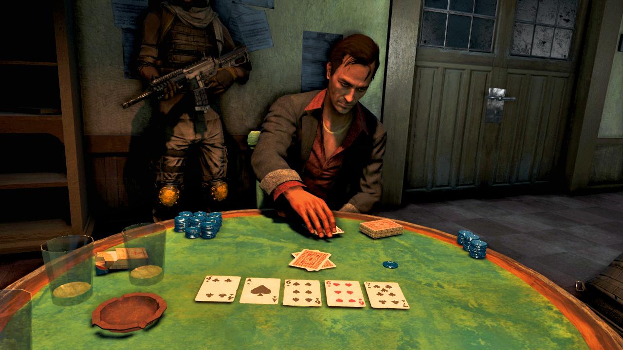 [21/11/2012] Far Cry 3: Überraschend gut gelungen: Jason kann an mehreren Orten mit NPCs Poker spielen und so etwas Geld verdienen. Das Kartenspiel ist optional, aber sehr schön und detailreich umgesetzt.