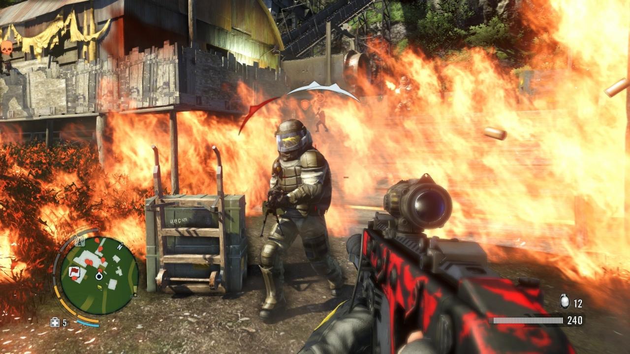 [21/11/2012] Far Cry 3: Feuer breitet sich weniger aggressiv, aber ähnlich glaubwürdig und sehenswert aus wie im Vorgängerspiel. Leider ist die Umgebung kaum zerstörbar, viele Objekte reagieren nicht auf Beschuss.
