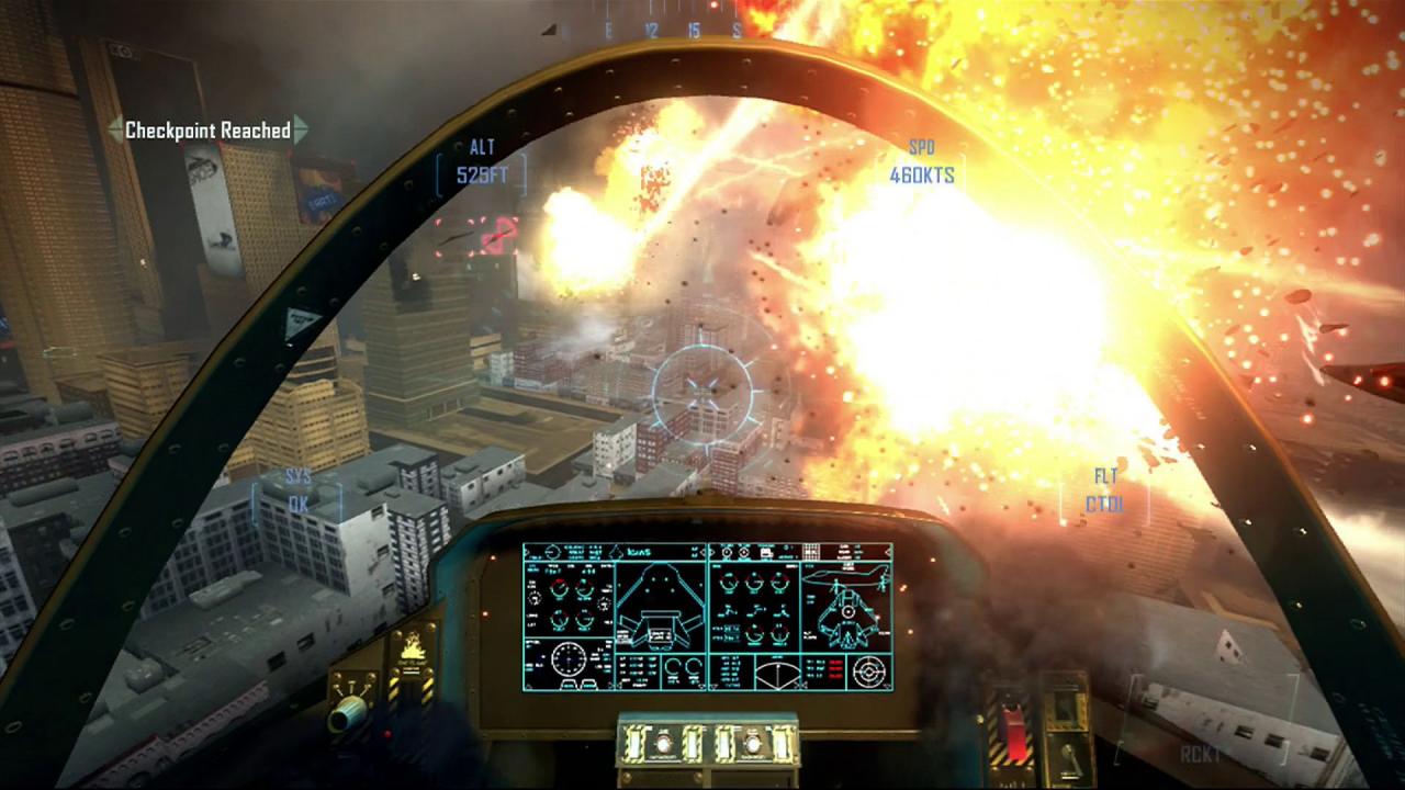 [09/11/2012] Black Ops 2 im Konsolen-Test: In einer Flugsequenz lasst ihr es mit einem Düsenjet ordentlich krachen.