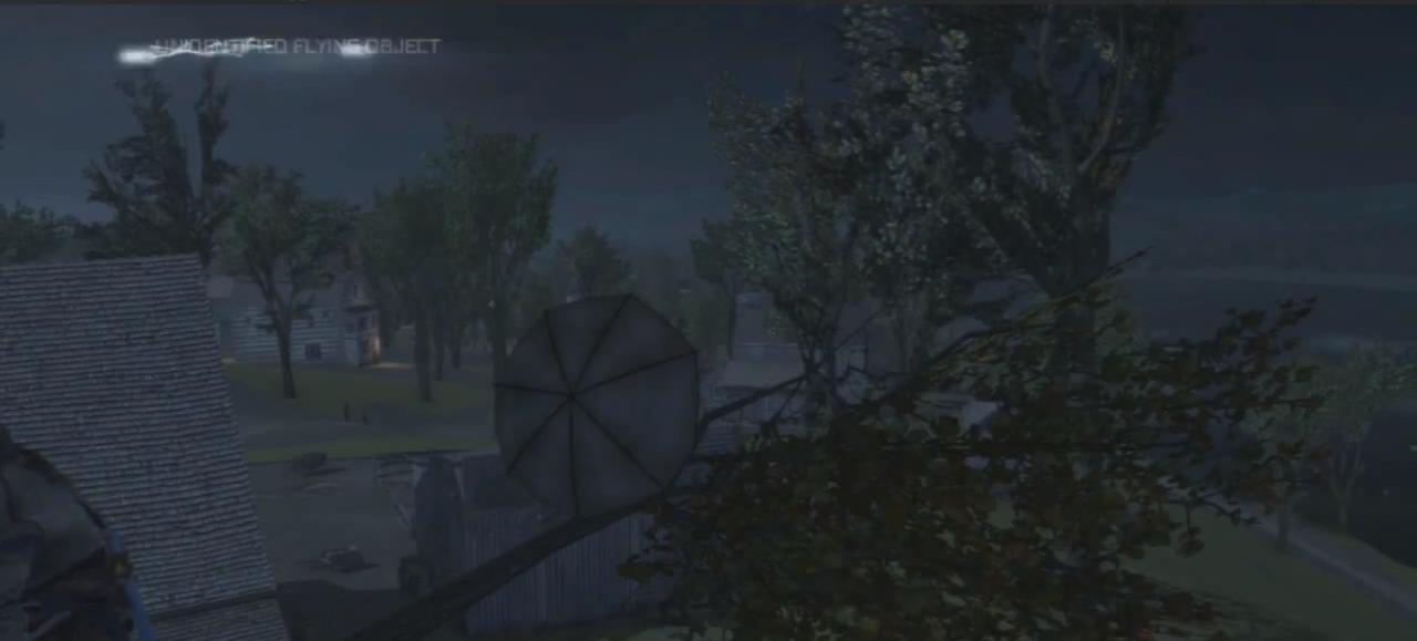 [14/01/2013] Das vermeintliche UFO in Assassins Creed 3 ist in Wirklichkeit ein Regenschirm.