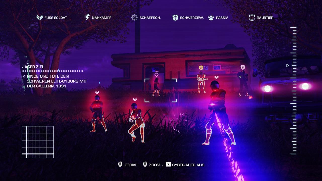 [30/04/2013] Die Kamera heißt in Blood Dragon Cyber-Auge und markiert wieder Gegner. Das ist aber nur selten nötig.