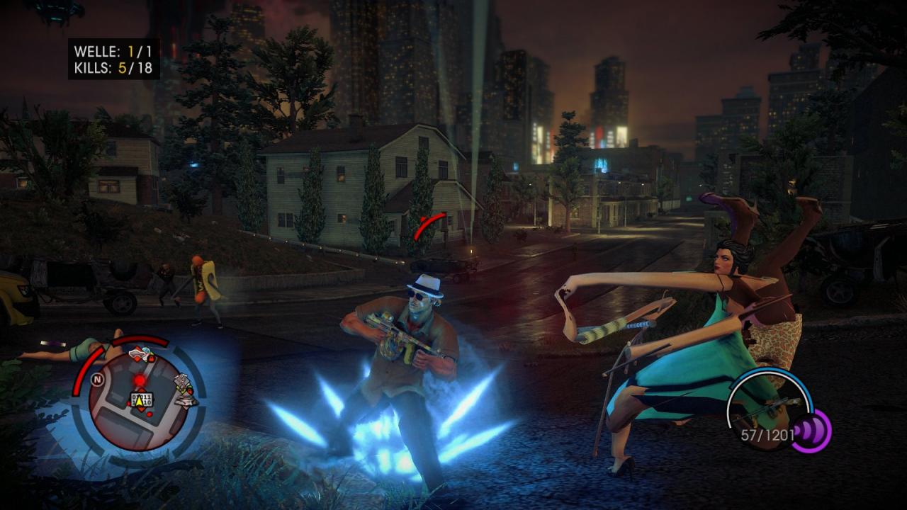 [14/08/2013] Saints Row 4 im Test: Die Person rechts sieht aus wie ein Glitch, ist aber keiner. Sachen wie diese passieren mit Absicht.