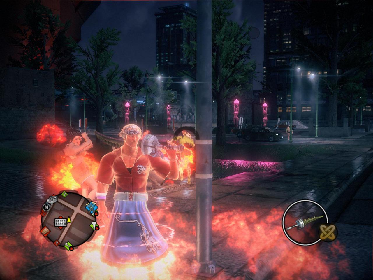 [14/08/2013] Saints Row 4 im Test: Mit einer Feuer-Aura entzünden wir alles und jeden, der uns zu nahe kommt. Eine praktische Superkraft, wenn ihr in die Ecke gedrängt werdet..