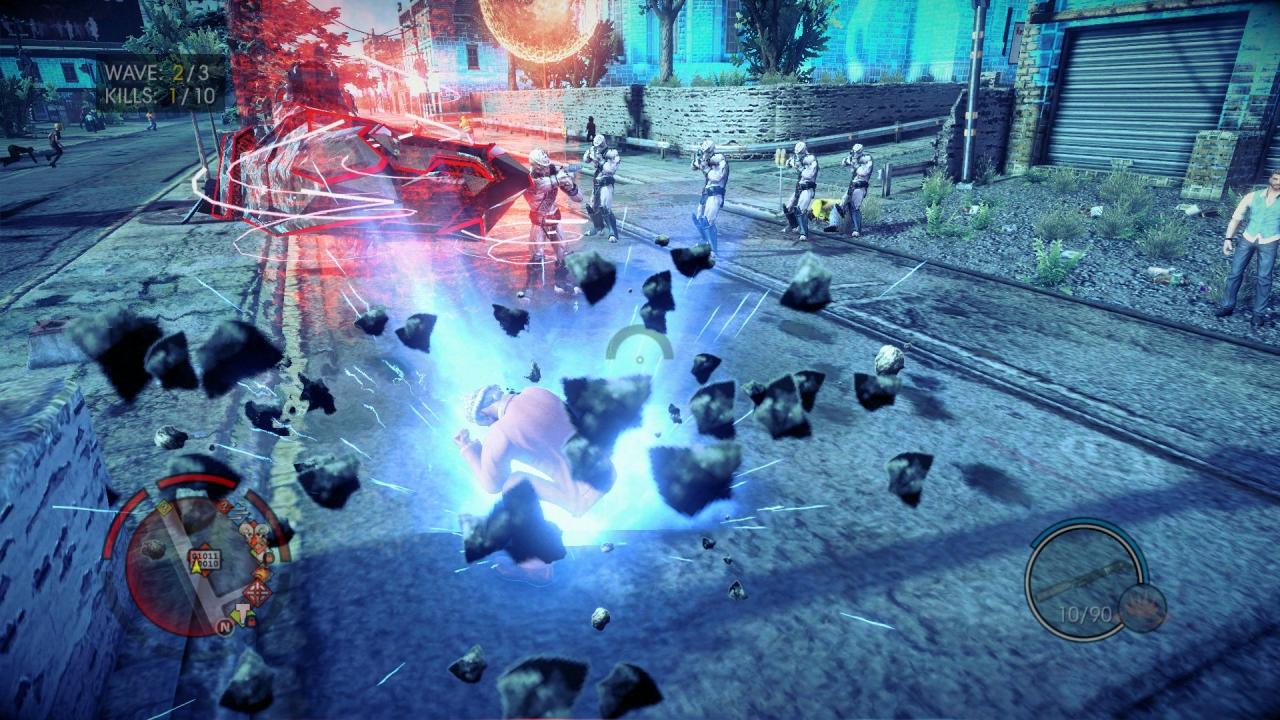 [14/08/2013] Saints Row 4 im Test: Mit der Stampfattacke schleudert ihr alle Gegner um euch herum von den Füßen. Besonders praktisch, wenn ihr auf Hausdächern kämpft.