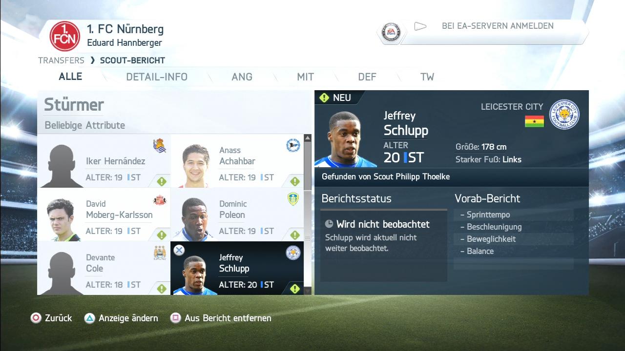 [23/09/2013] Nach einer Weile trudeln erste Vorschläge bei euch ein, genauere Fähigkeiten-Werte oder den eventuellen Marktpreis erfahrt ihr aber erst nach längerem Scouten. (PS3)