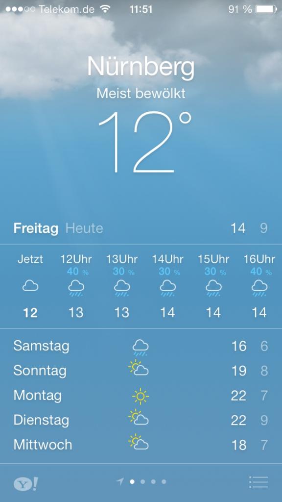 [20/09/2013] iOS7 im Test: Die brandneue Wetter-App.