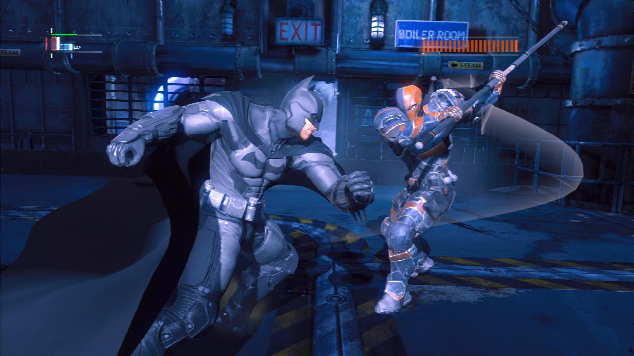 [24/10/2013] Manche Bossgefechte - hier die wilde Prügelei mit Deathstroke - vermischen das Kampfsystem gelungen mit Quicktime-Events. Das spielt sich nicht nur gut, sondern sieht auch klasse aus.