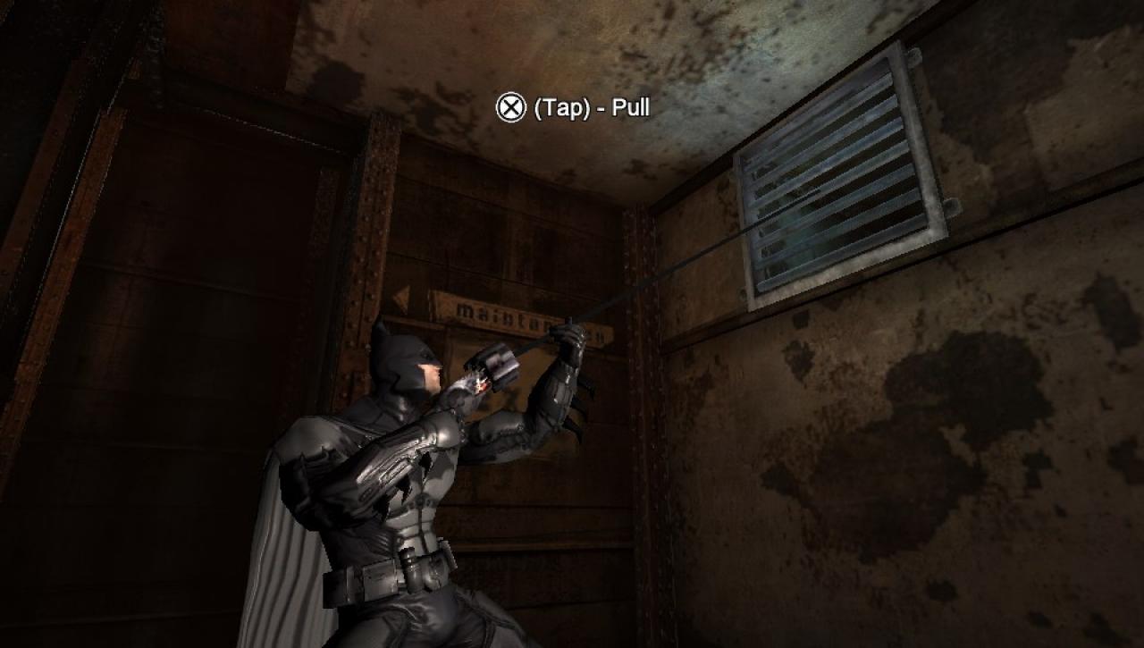 [28/10/2013] PS Vita: Auch in Blackgate muss Batman durch jede Menge Luftschächte krabbeln - das erinnert an den ersten Teil Arkham Asylum.