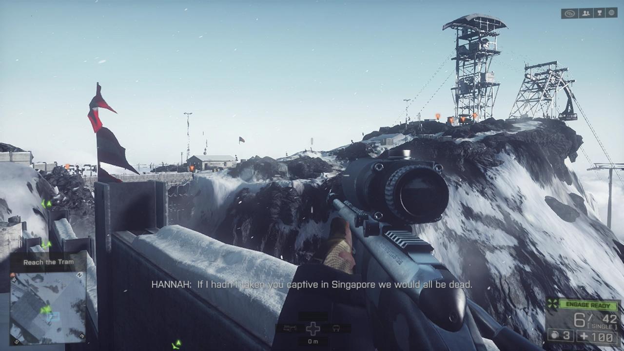 [28/10/2013] Battlefield 4 im Test: Die Missionen bieten viel Handlungsfreiheit. Hier müssen wir uns durch ein weitläufiges Areal voller Feinde kämpfen und uns dabei ganz nach Gusto entweder auf die Hilfe unserer Verbündeten verlassen oder alleine durchschlagen.