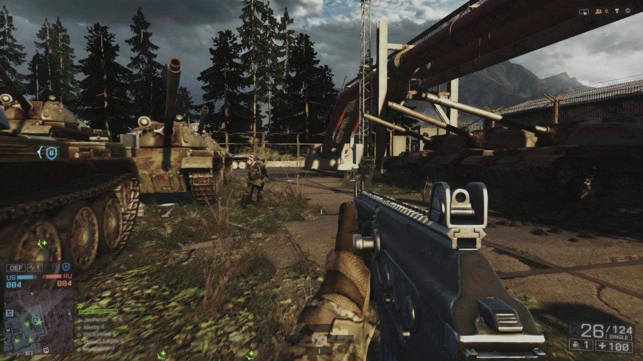 [28/10/2013] Battlefield 4 im Test: Jede Mehrspielerkarte hat ein eigenes Setting. Hier kämpfen wir zum Beispiel in einer russischen Panzerfabrik.