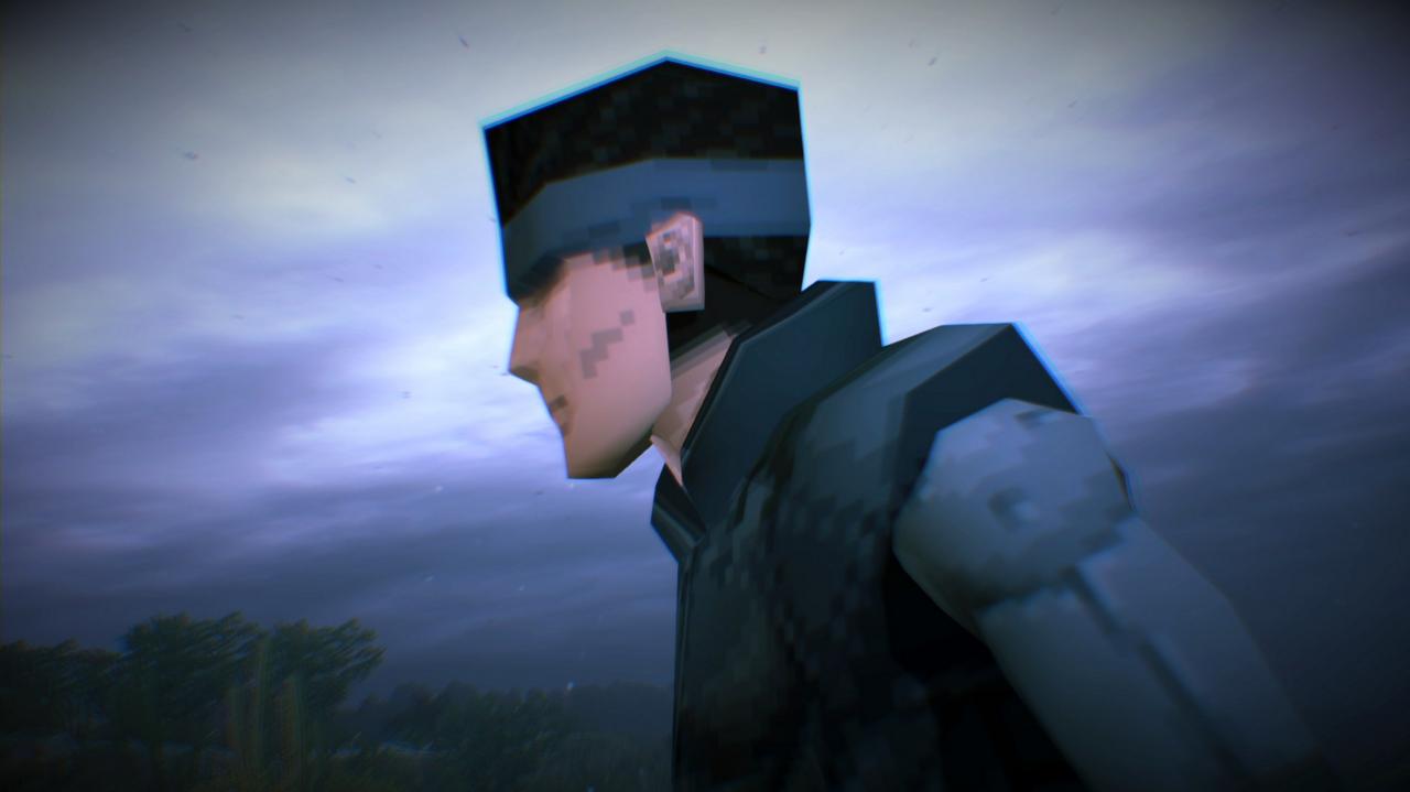 Snake in seiner PS1-Optik im Profil.