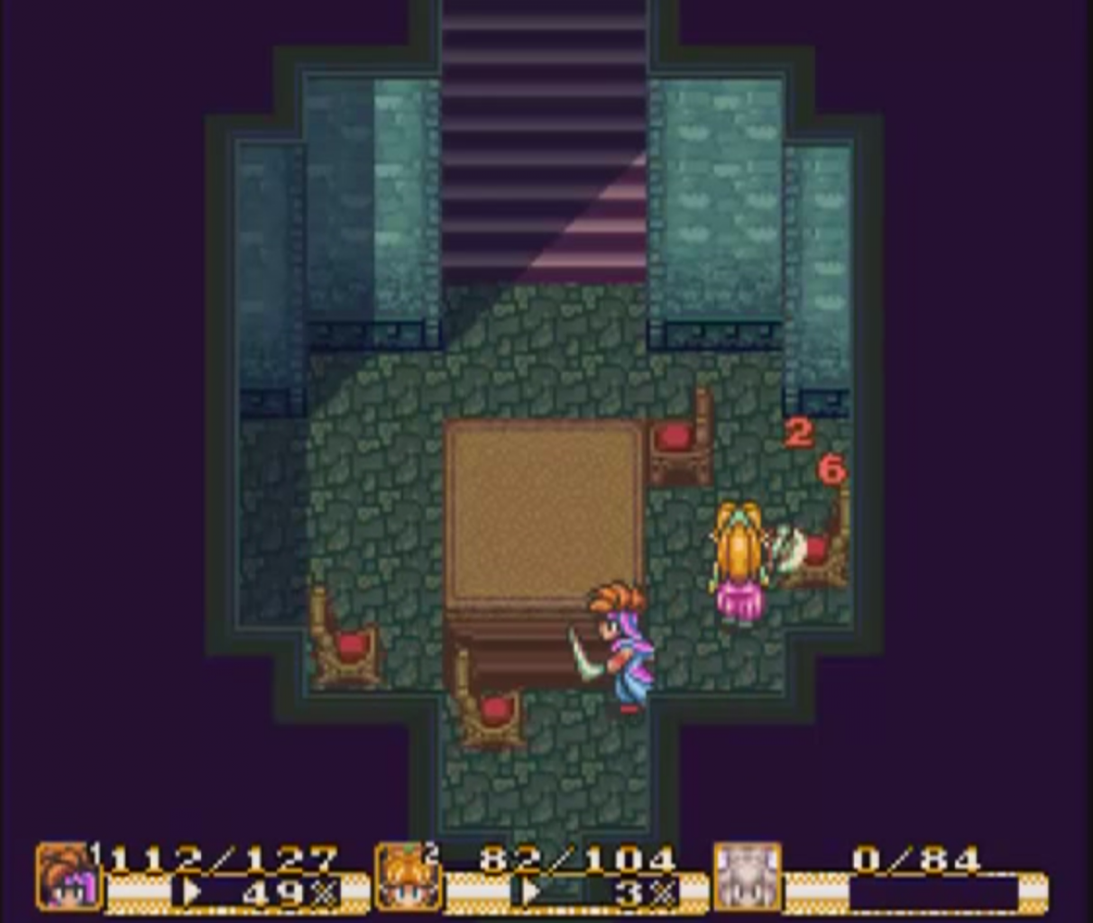 [23/04/2014] Ein weiterer Stuhl, mit dem man keine Kirschen essen sollte, ist der Zappelhocker. Dieser tarnt sich in Secret of Mana als gewöhnlicher Stuhl und greift aus dem Hinterhalt an. Er unterscheidet sich von seinen normalen Artgenossen durch seine etwas hellere Färbung. Einmal zum Leben erweckt, zappelt und hopst das Möbelstück herum und greift unkontrolliert an. Schnelligkeit zeichnet ihn dabei aus. Besser flugs zu Brennholz verarbeiten, bevor es zu spät ist!
