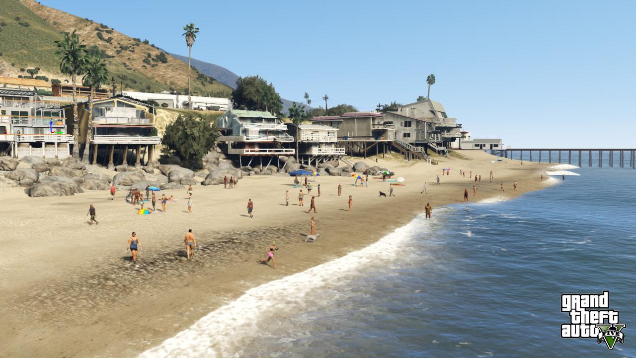 [02/05/2014] Michael, Trevor und Frank aus GTA 5 haben wahrlich ein bewegtes Leben. Banküberfälle, Verfolgungsjagden, Mord und Totschlag. Zum Glück haben sie es aber auch nicht weit zum Vespucci Beach, wo sich die Reichen und Schönen Los Santos' zum Sonnenbaden treffen. Wer das Original sehen will, muss nach Santa Monica in Los Angeles fahren.