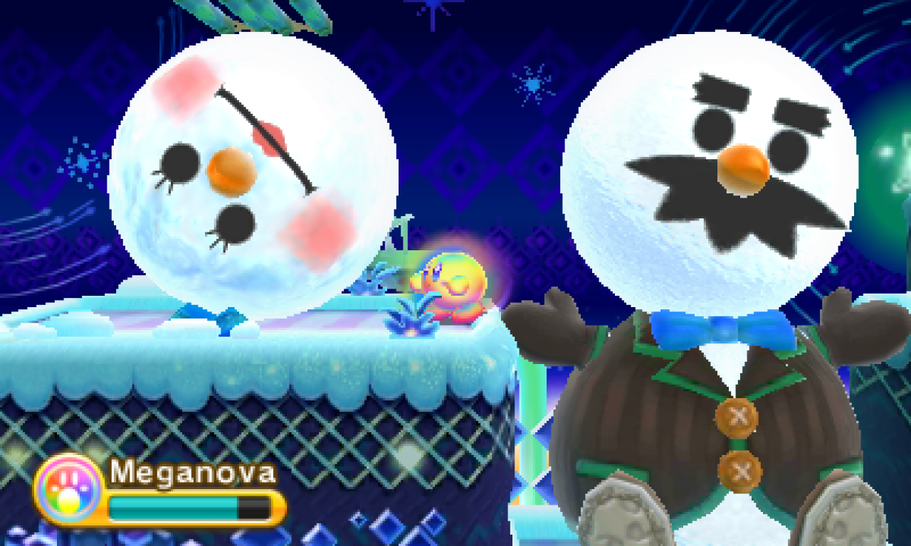 [07/05/2014] Kirby: Triple Deluxe - Tipps und Tricks: Um den dritten Sonnenstein in Level 5 zu erhalten, müsst ihr die Köpfe der Schneemänner auf den richtigen Körper setzen.